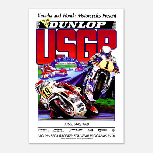 United States Moto Grand Prix Retro Poster 1989 - Laguna Seca