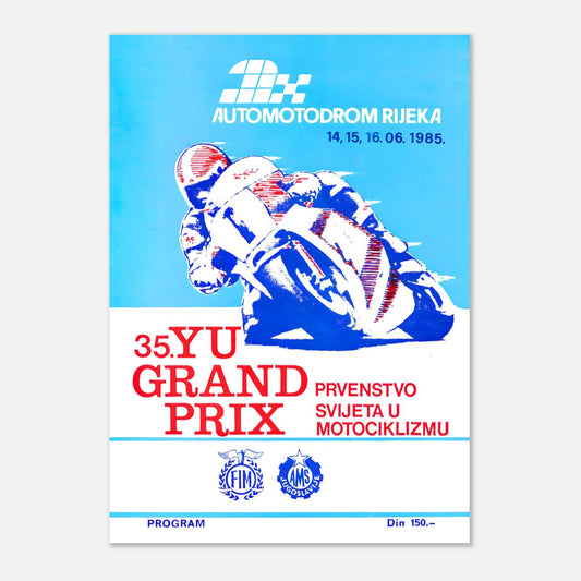 Yougoslavian Moto Grand Prix Retro Poster 1985 - Automotodrom Rijeka